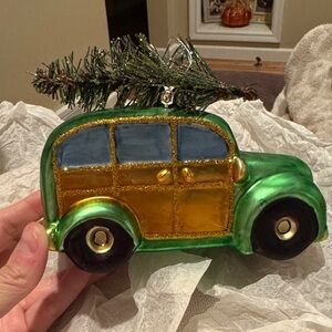 Crate&Barrel Green and Gold Car Ornament